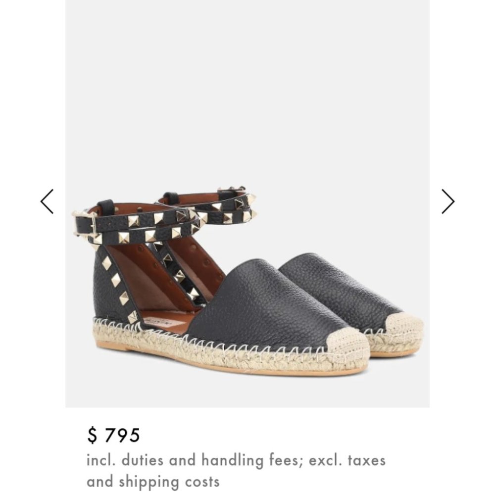 Valentino Rockstud ankle wrap around espadrilla flats